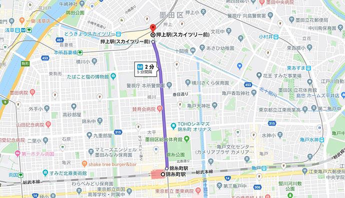 錦糸町ー押上間のGoogleMap
