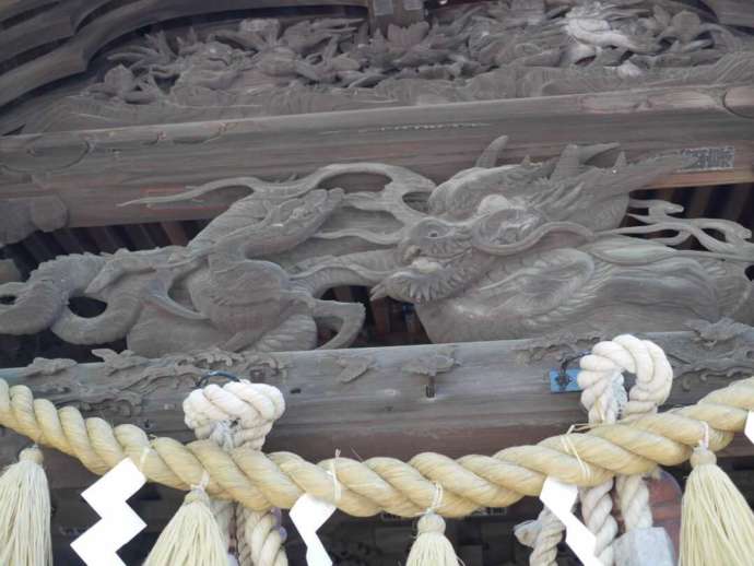 「取手八坂神社」社殿正面の彫り物