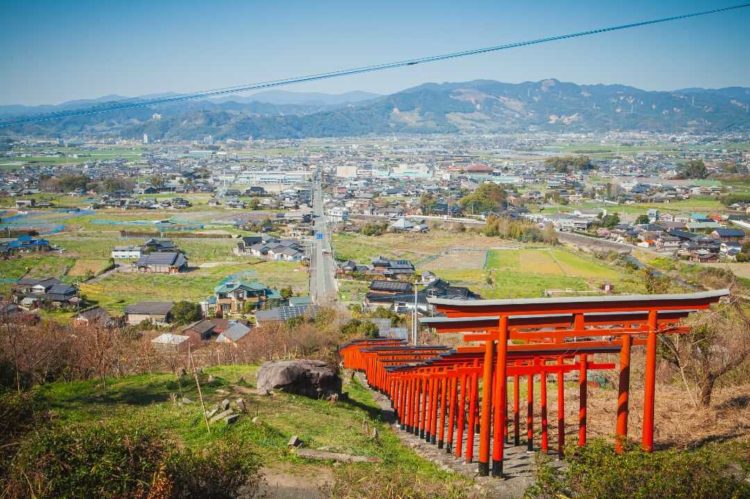 福岡県うきは市の浮羽稲荷神社から一望できる筑後平野の様子