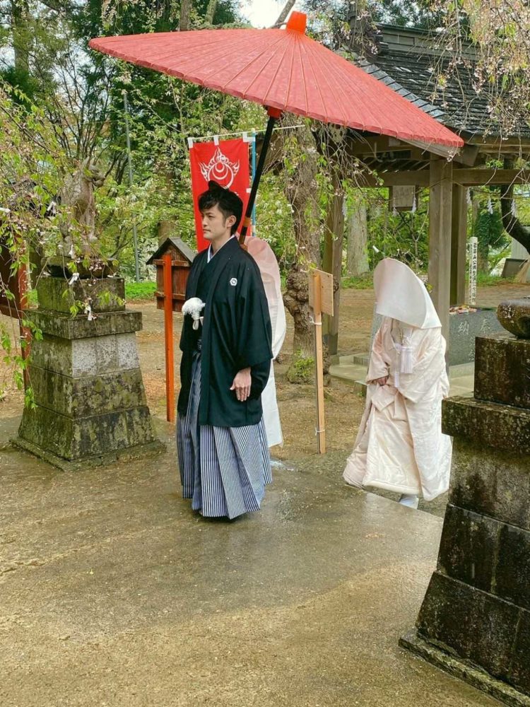 宮城県登米市にある若草稲荷神社での参進の風景