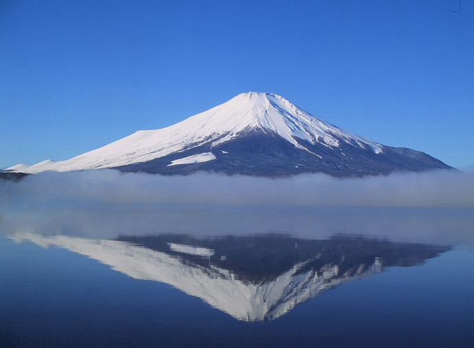 湖上からの富士山の景色