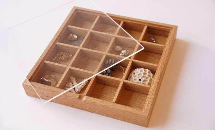 「アルブル木工教室」のワークショップで製作できるアクセサリーボックスの完成例（その2）