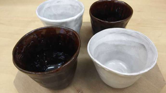 「紫焔窯おおたかの森陶房」の体験陶芸にて「手びねりコース」で完成した湯呑