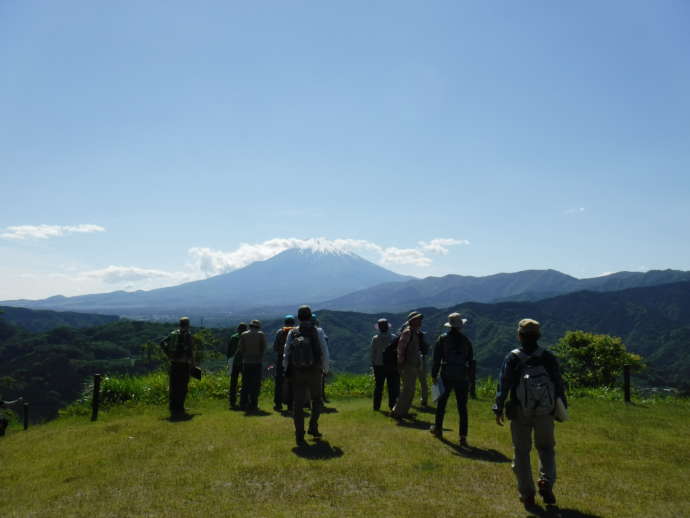 山北つぶらの公園から、富士山を眺める人々