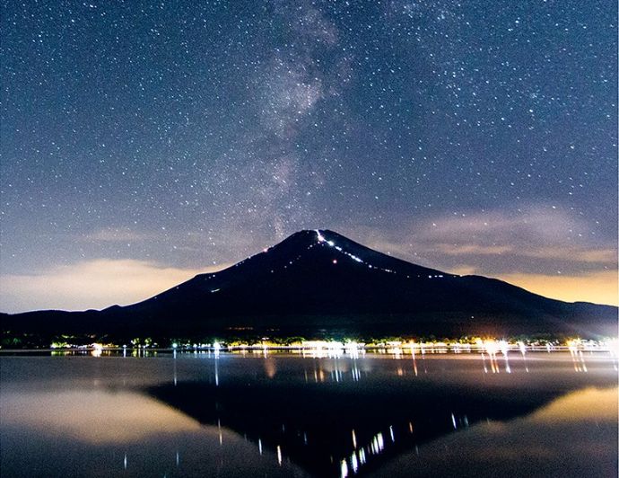 富士山と星空と夜景