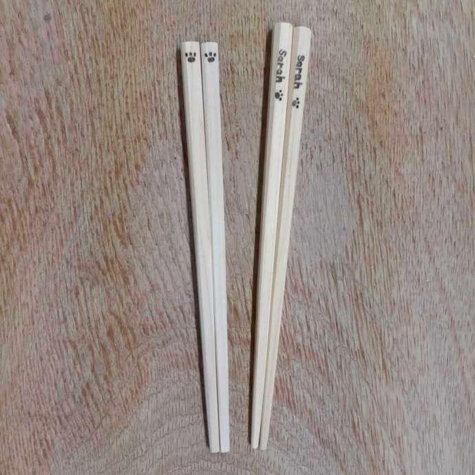 長野県安曇野市にある「あづみの木箸 Fab factory」で作った箸2膳