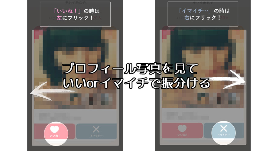 mimiのプロフィール振分け画面