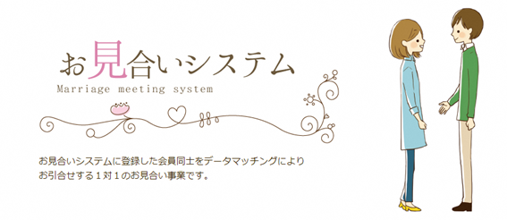 長崎県の婚活支援「長崎県婚活サポートセンター」が行っているお見合いシステムの紹介イラスト