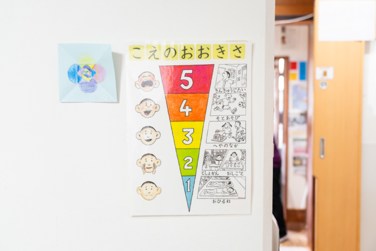 「フロンティアキッズグローバルスクール」の教室内に貼られたポスター