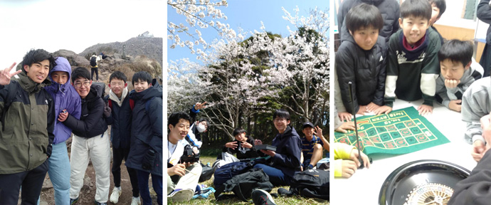 精道三川台中学高等学校の文教クラブで行われた登山、花見、カジノ大会