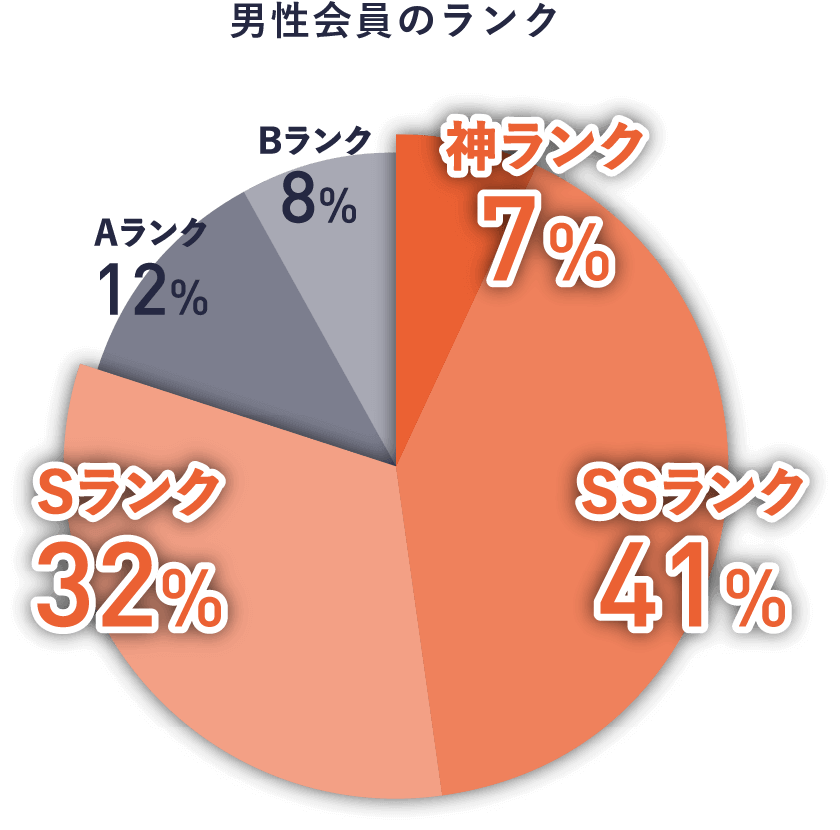 フェリ恋における男性会員の職業ランク比率の円グラフ