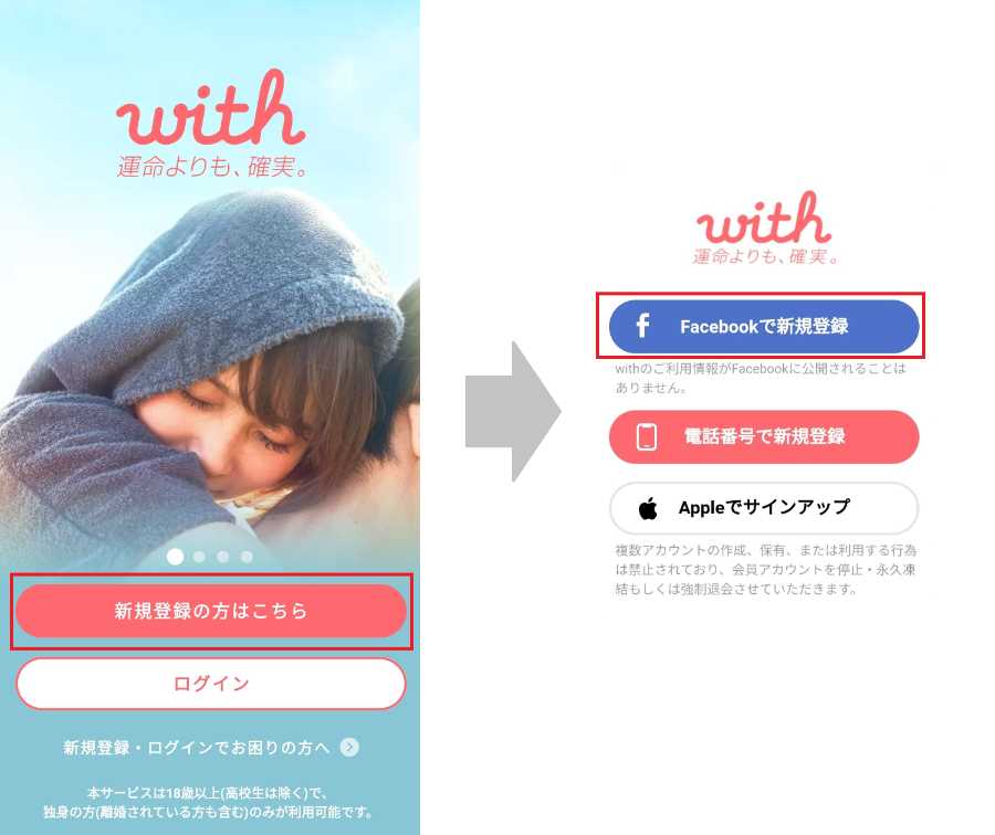 with　Facebook　新規登録